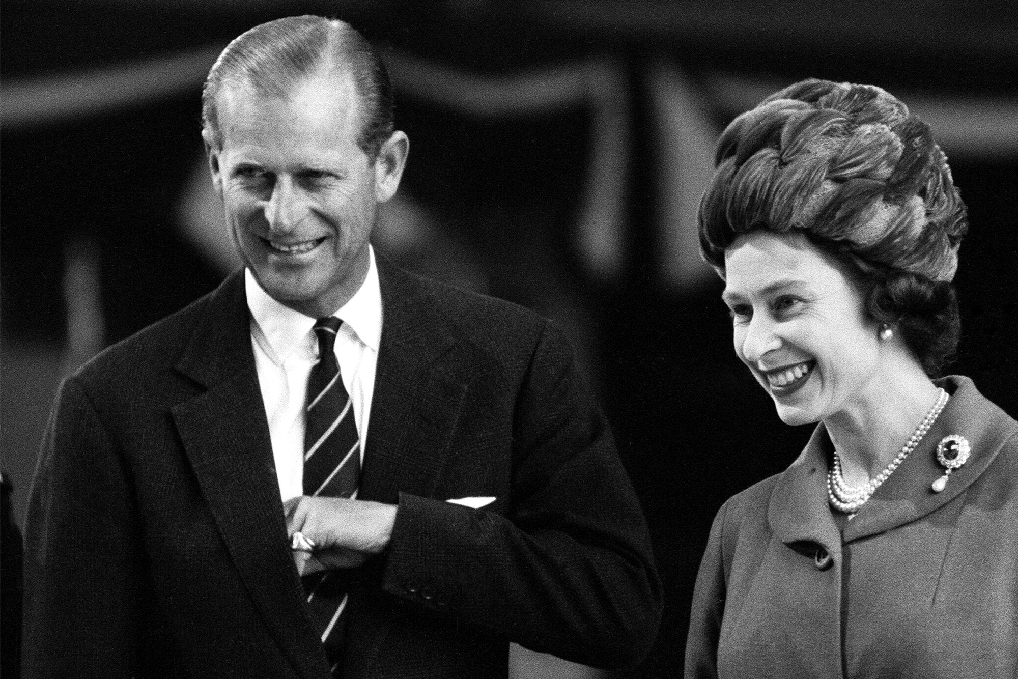 Image may contain Philip Tomalin Elizabeth II Person Adult Accessories Jewelry Necklace Head Face and Happy